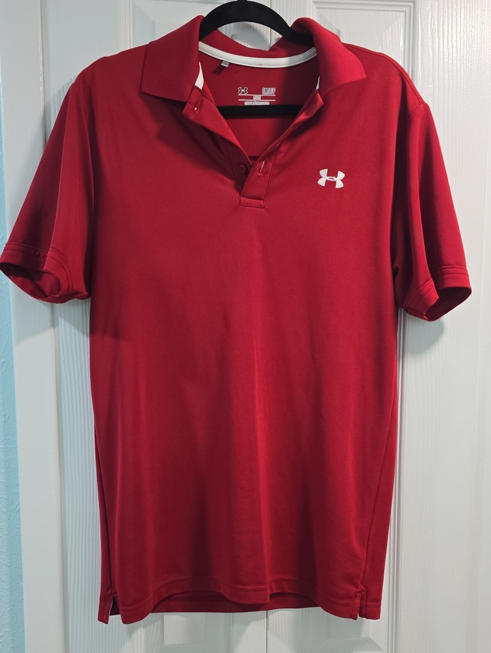 Under Armour Men's Red Performance Polo with White Logo